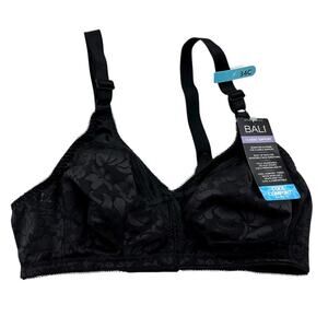 Bali Classic Support Cool Comfort Black Floral Pattern Bra NWT Size 34C